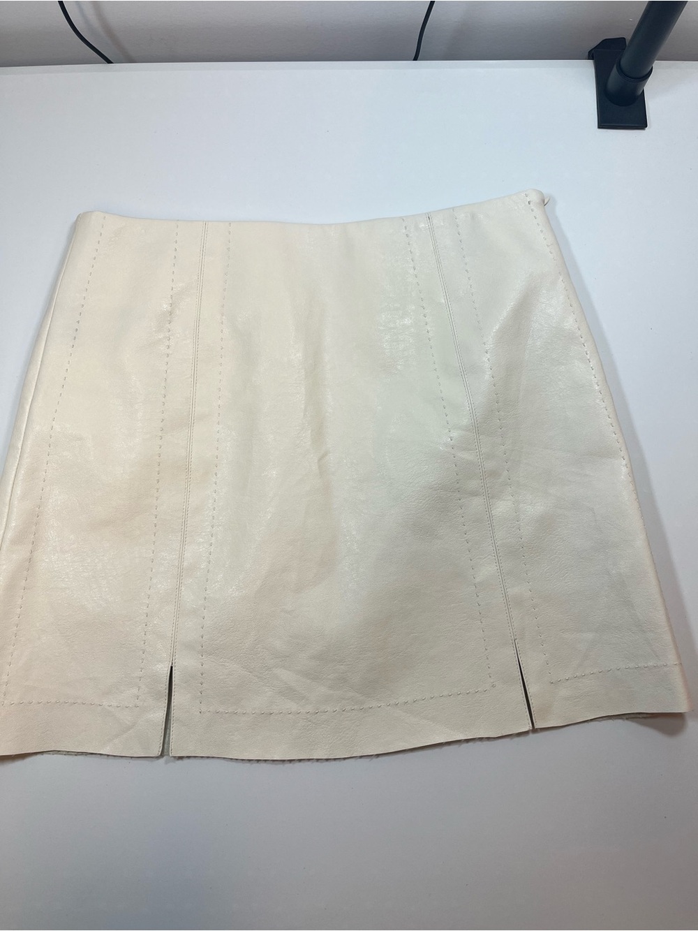 Altar’d State Ivory Faux Leather Mini Skirt